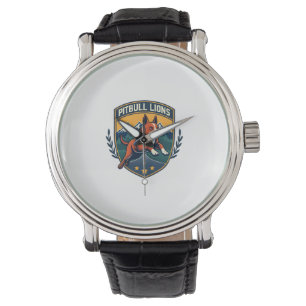 Montre Mascotte sportive vintage Lions Pitbull Vecteur D