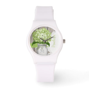 Montre Mason Jar Green Hydrangea