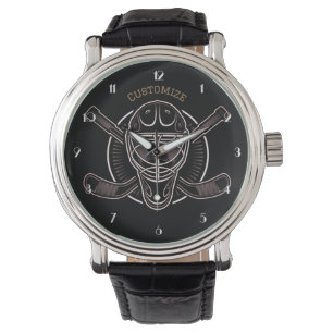 Montre Masque de gardien noir et or