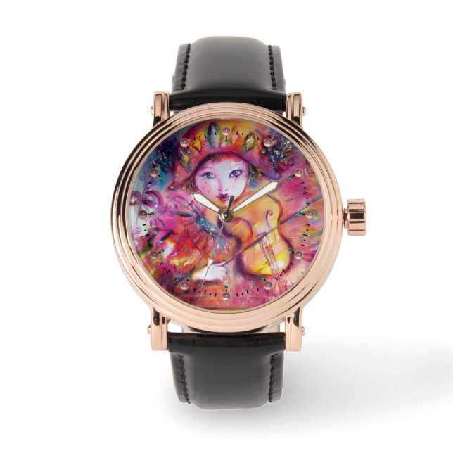 MONTRE MASQUÉRADE VÉNÉTIENNE / HARLEQUIN JOUER AU VIOLIN (Recto)