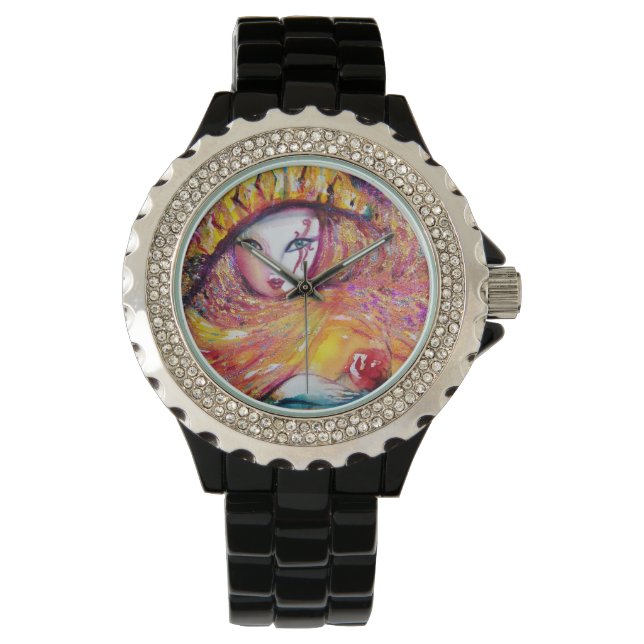MONTRE MASQUÉRADE VÉNÉTIENNE - MASQUE EN JAUNE (devant)