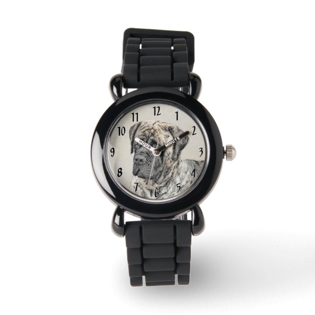 Montre Mastiff anglais (Brindle) Peinture - Chien Art (Recto)