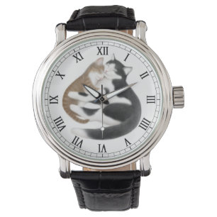 Montre maternelle de chats d'amour