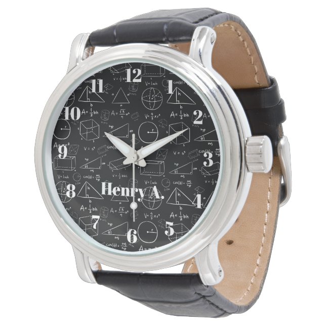 Montre Math de géométrie Stylish White et Black Watch (Incliné)