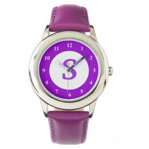 Montre mauve avec icône monogramme personnalisée