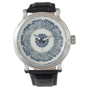 Montre Médaillon Chinois : Chinoiserie Bleu Indigo