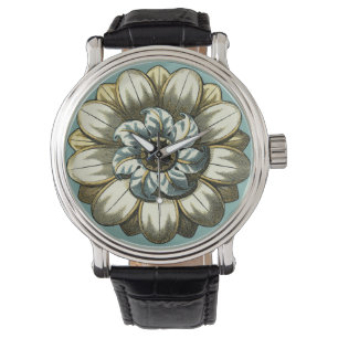 Montre Médaillon floral fleuri sur l'arrière - plan