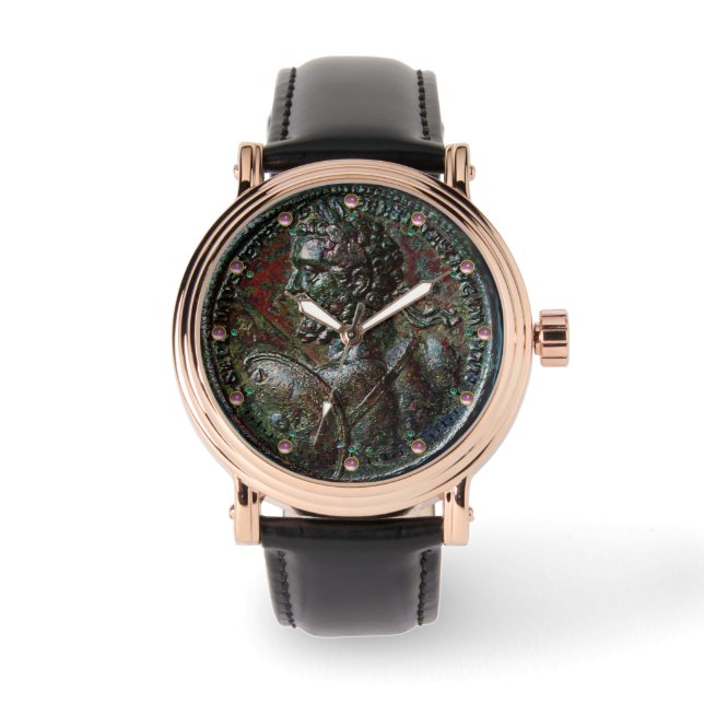 MONTRE MÉDALLION ROMAINE ANTIQUE BRONZE AVEC GEMSTONES RO (Recto)