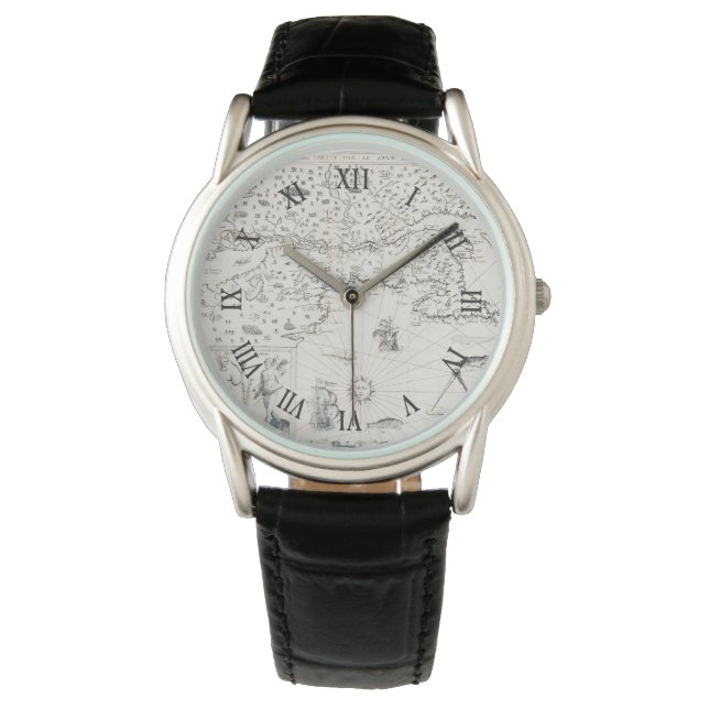 Montre Medieval World Map Québec Nouvelle-France America (devant)