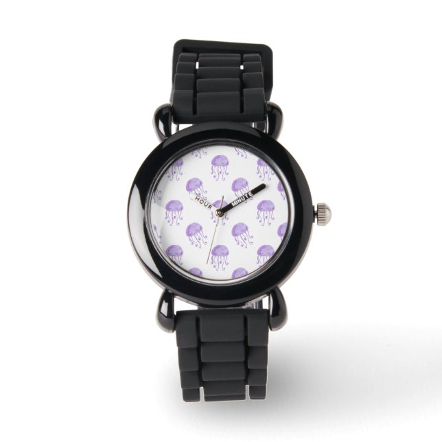 Montre méduse violette aquarelle (Recto)