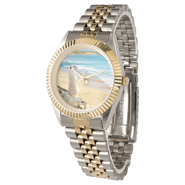 Montre Meerkat Jouissant Du Bord De Mer, (Incliné)