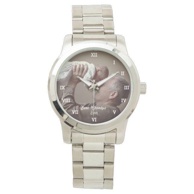 Montre Meilleur Grand-Père Jamais Photo Personnalisée Cré (devant)