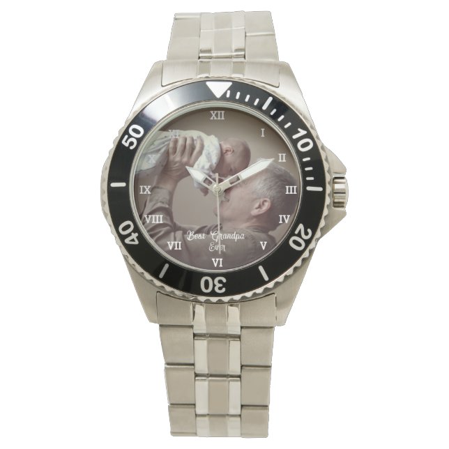 Montre Meilleur Grand-Père Jamais Photo Personnalisée Cré (devant)