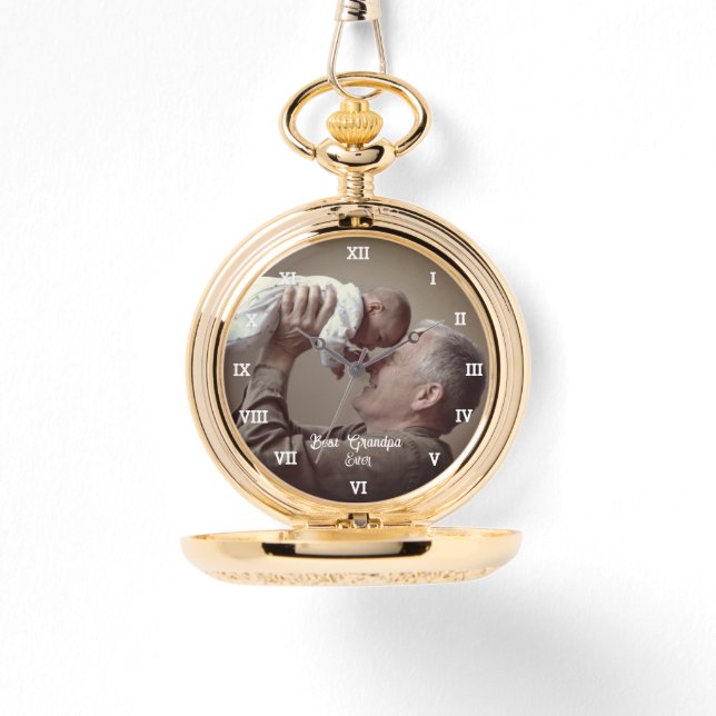 Montre Meilleur Grand-Père Jamais Photo Personnalisée Cré (Recto)
