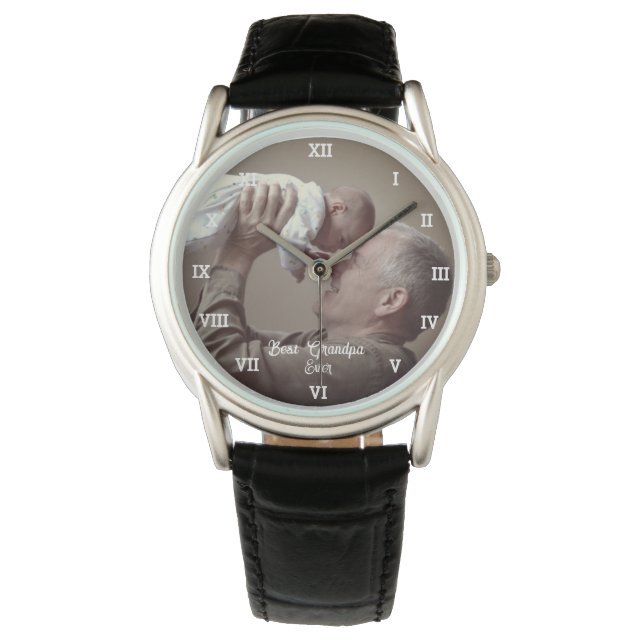 Montre Meilleur Grand-Père Jamais Photo Personnalisée Cré (devant)