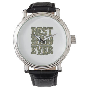 Montre Meilleur Papa de Tous Camo Design de Gravure Vinta