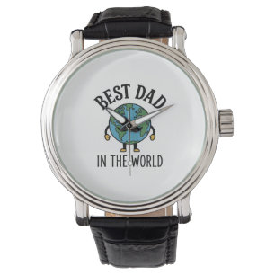 Montre Meilleur Papa du Monde Earth Moustache Design de T