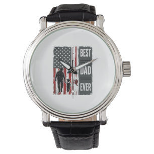 Montre Meilleur Papa Jamais Drapeau de Pêche Design Vecto