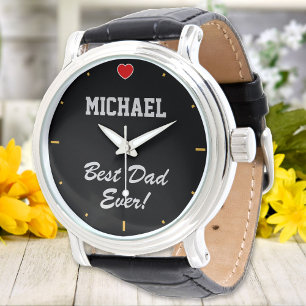 Montre Meilleur Papa Jamais Nom Personnalisé Coeur Person