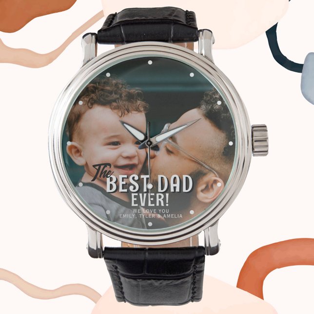 Montre Meilleur papa Jamais Père`Jour Famille Photo compl (Créateur téléchargé)
