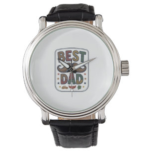 Montre Meilleur Papa Moustache Vintage Vecteur Conception