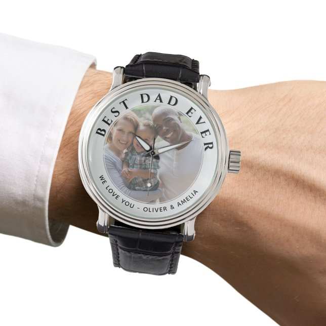 Montre Meilleur papa Un message moderne Photo de la Fête  (Créateur téléchargé)