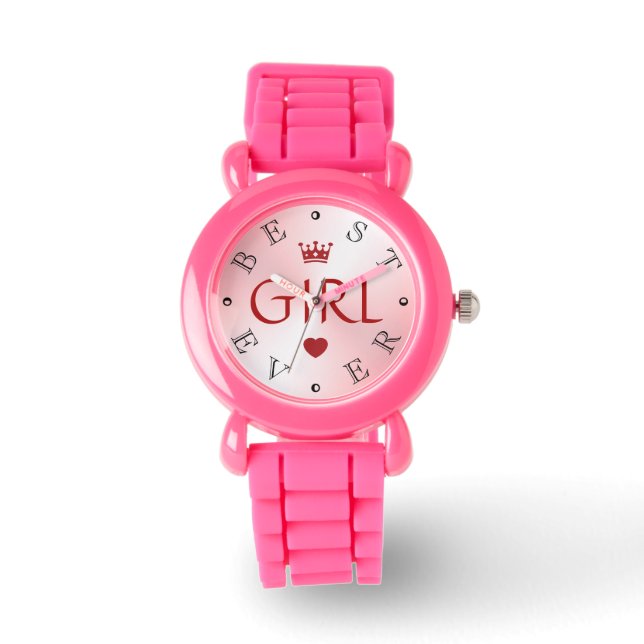 Montre MEILLEURE FILLE JAMAIS Rose Rose Parties scintilla (Recto)
