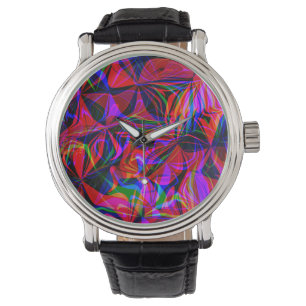 Montre Mélange rouge psychédélique Abstrait coloré