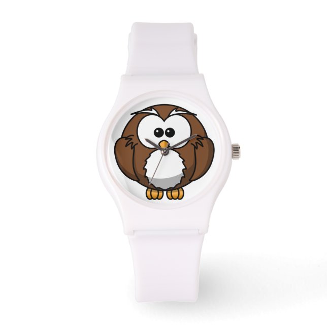 Montre Mème lunaire Chouette à caricature ronde (Recto)