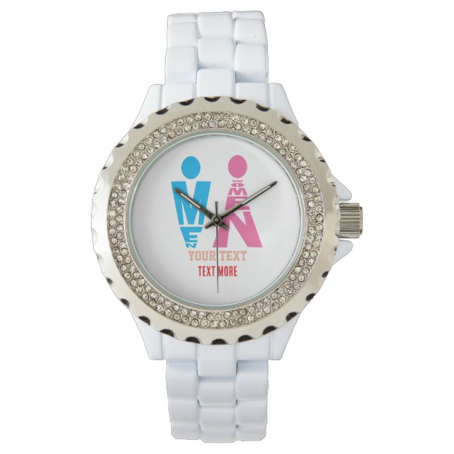 Montre Men and Women Typography Icon Design – Bold Pink & (devant)