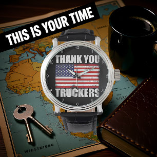Montre Merci Camionneurs Drapeau Américain