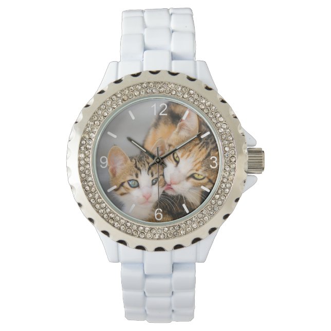 Montre Mère Chat aime mignonne Bébé Kitten Plaque photo (devant)