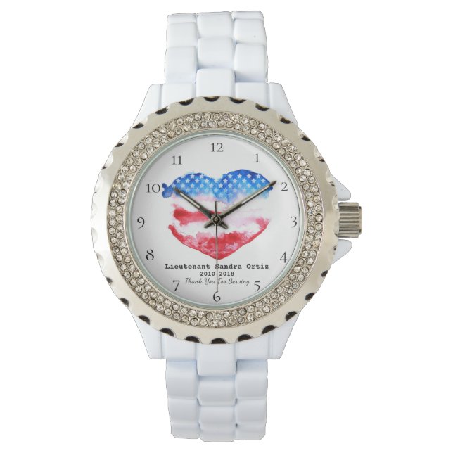 Montre *~* Mère militaire Vétérinaire Rouge Blanc Bleu Co (devant)