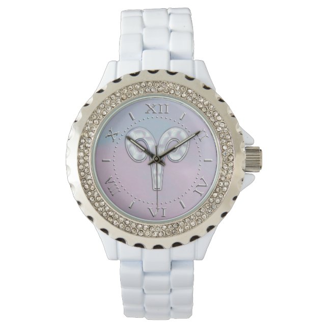 Montre Mère moderne de Pearl Aries Zodiac Symbole cadran (devant)