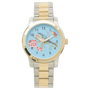 Montre Merlebleu sur oeillets, illustration vintage,