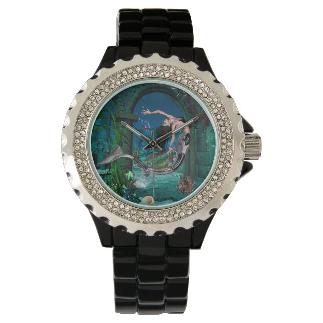 Montre Merveilleuse sirène avec poisson imaginaire (devant)