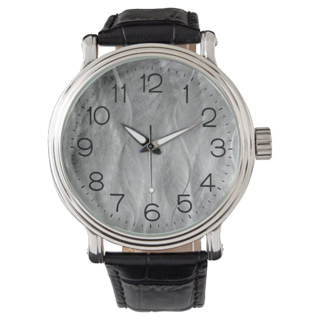 Montre Métal brossé argenté Abstrait (devant)