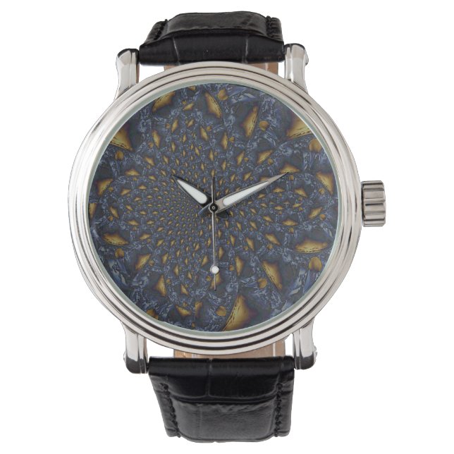 Montre Métal Moulé or et argent bleu (devant)