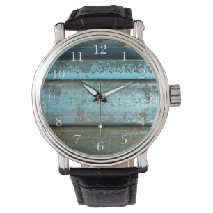 Montre Métal rouillé patiné rocailleux de bleu et de