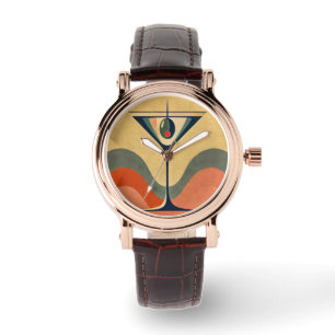 Montre Mi-siècle Moderne "vague de martini à l'olive pime