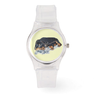 Montre mignon chiot chien rottweiler bouddling ourson art