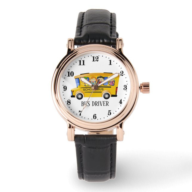 Montre mignon conducteur de bus scolaire ajouter du texte (Recto)
