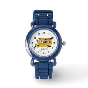 Montre mignon enfants bus scolaire ajouter nom