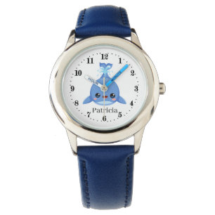 Montre mignon enfants unisex baleine ajouter le nom