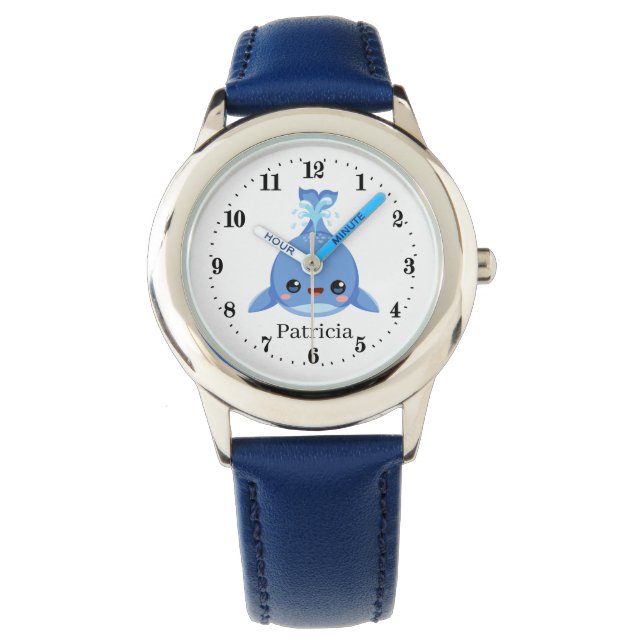 Montre mignon enfants unisex baleine ajouter le nom (devant)