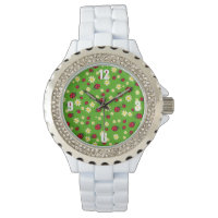 mignonne coccinelle et marguerite vert motif