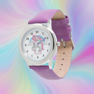 Montre mignonne filles imaginaire licorne ajouter nom