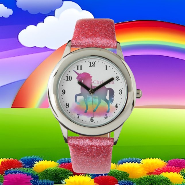 Montre mignonne filles imaginaire licorne ajouter nom Wat (Créateur téléchargé)