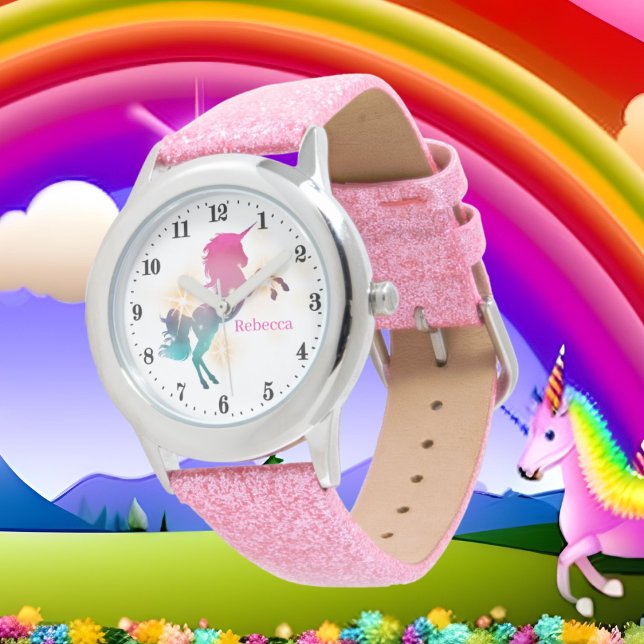 Montre mignonne filles imaginaire licorne ajouter nom Wat (Créateur téléchargé)
