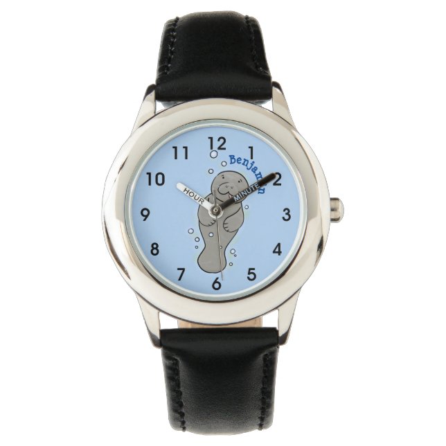 Montre Mignonne manatée bébé avec bulles illustration (devant)